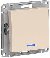 Выключатель с подсветкой без рамки Systeme Electric AtlasDesign 1-кл. бежевый картинка